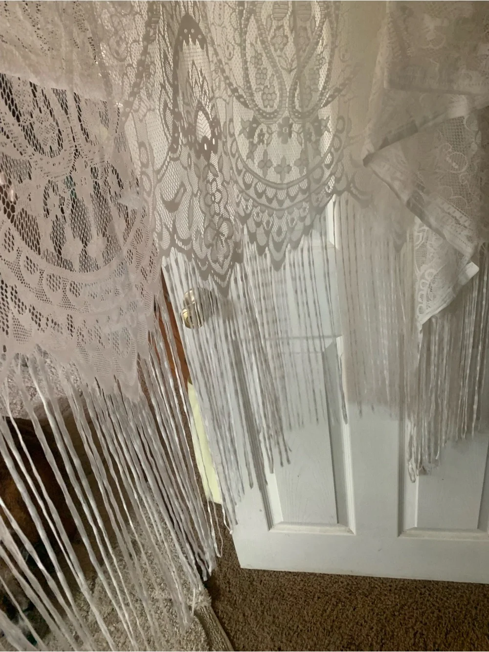 Boho White Lace High-Low Fringe Wrap